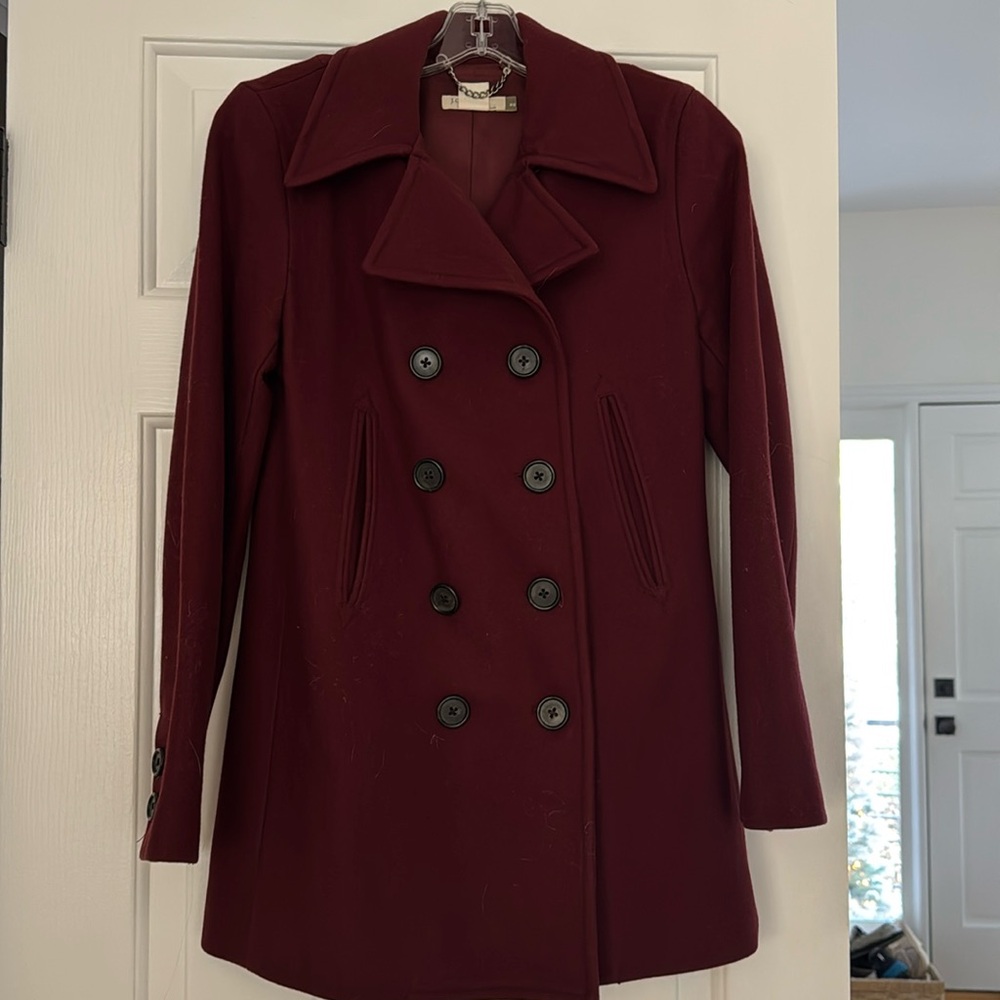 J Crew Beautiful Cranberry Pea Coat
